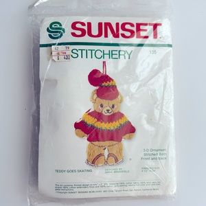 Sunset Stitchery 3D Ornament Teddy Goes Skating